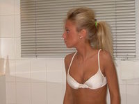 Sexy Tanned Blonde Flashing And Touching