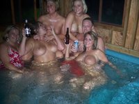 Female orgy in sauna