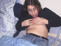 Nerdy amateur wife nude at home