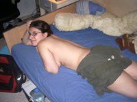 Nerdy amateur wife nude at home