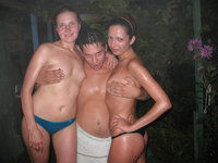 Russian students wild relax after sauna