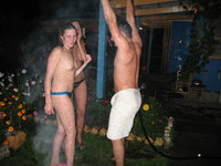 Russian students wild relax after sauna