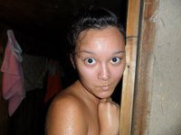 Five nude girls at sauna