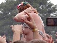 Teen hotties showing tits in public