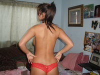 Sexy amateur babe in red panties