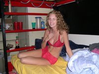 Curly amateur GF in her room