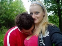 Sweet young blonde outdoor blowjob pics