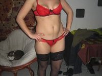 French MILF in red lingerie