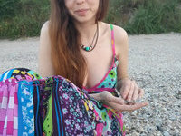 Beach girl with beautiful boobs