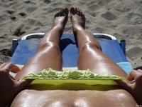 Nice girl naked on beach with boyfriend
