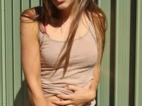 Nerdy amateur wife outdoor flashing