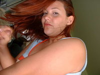 Curvy redhead girl blowjob and facial