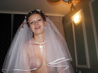 Sexy bride takes off her dress