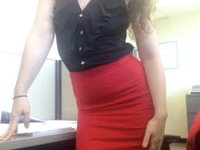 Horny office slut showing her tits