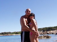 Cute brunette wife on holiday