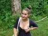 Girlfriend outdoors decides to show her goods