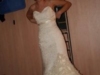Sexy bride try on her dresses