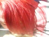 Red haired babe in glasses does a blowjob