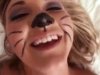 Girl with cat make-up gets hard fuck and cum on face