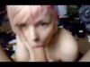Pink-haired babe sucks a big cock