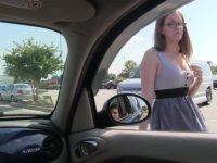 Beauty in glasses and blowjob in the car