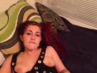 Teen with natural tits and shaved pussy has sex