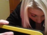Petite blonde learns to suck dick