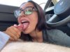 She sucks dick in the car and gets load on face