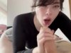 Deep blowjob from a young brunette