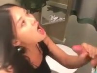 Asian blowjob in toilet and cum in mouth