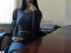Risky office masturbation in black outfit