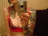 Tattooed Emo Chick Self Shooting Naked