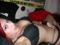 Topless Punk Chick Posing In Her Bfs Room