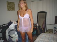 Blonde In Nightgown Masturbating