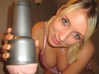 With cock and sex toy