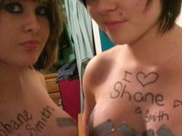 Two Emo Teens With Duct Tape On Their Tits