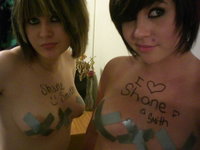 Two Emo Teens With Duct Tape On Their Tits