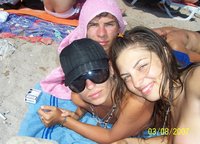 Teens on sandy beach