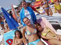 Teens on sandy beach