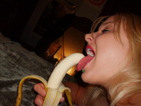 Blonde loves bananas