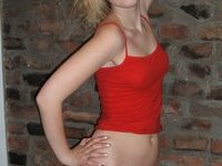 Blond in red top