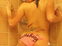 tattooed chick in shower