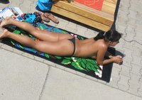 Gorgeous brunette outside