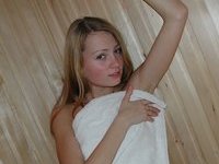 Blonde in the sauna