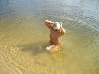 Topless blonde darling