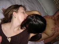 two hot girls share cock