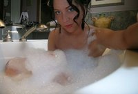 Taking a bubble bath