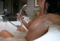 Taking a bubble bath