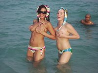 Amateur beach lesbian action