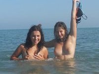 Two girls showing off